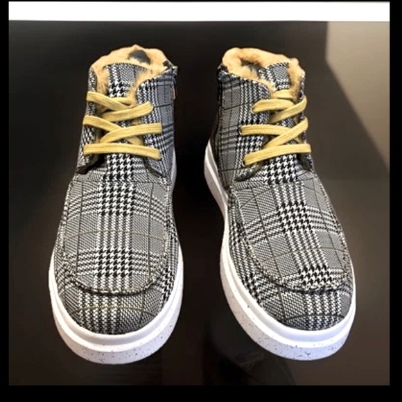 Plaid Black Yellow Fur Boot Zip-Up & Lace Romika Helsinki 02 Sz40 8-8.5 Sneakers - Picture 6 of 16